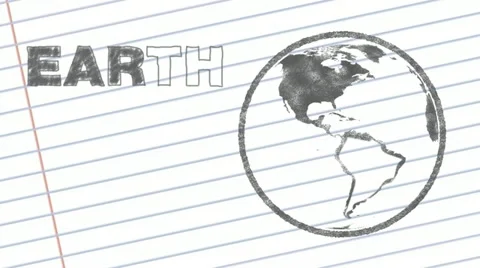 Pencil Drawn Rotating Earth Vídeo Stock 21719984