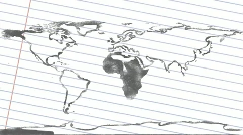 Pencil Drawn Wold Map Stock Footage 21306706