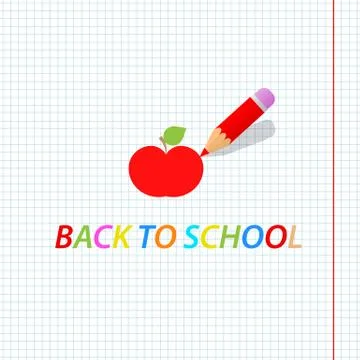 Pencil draws an apple. Back to school. Stock Illustration
