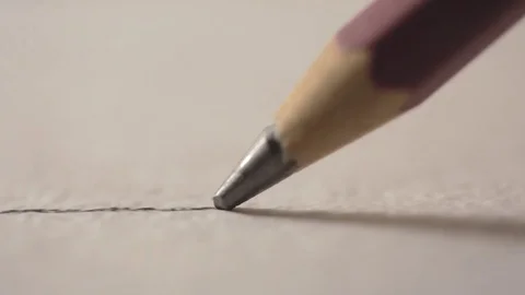 Pencil draws a line on the white watercolor background. Sketch graphite footage Stock Footage