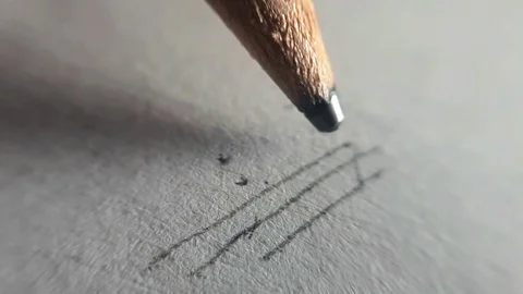 The Pencil Draws Parallel Lines on a White Paper. Macro Close Up Footage. Video stock 97270061