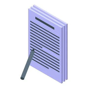 Pencil editing document isometric icon representing proofreading and writing Illustrazione stock