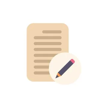 Pencil editing document with lines of text representing writing and editing.. Stock Illustration