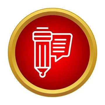 Pencil editing speech bubble icon creating comment feedback Stock Illustration