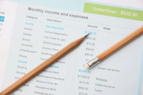 Pencil on education document. Stock Photos