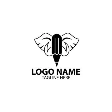 Pencil elephant  logo design vector Stock-Illustration