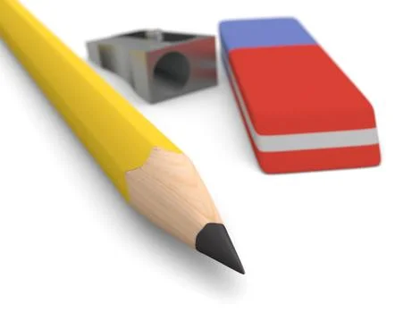 Pencil, eraser and sharpener Illustrazione stock