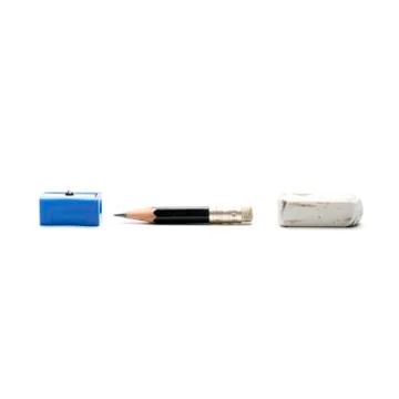 Pencil eraser and sharpener Stock Photos