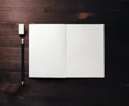 Pencil, eraser, notepad Stock Photos