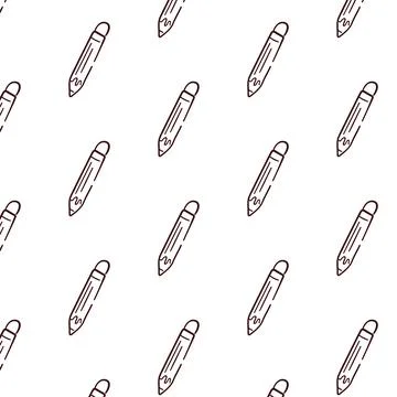 Pencil with eraser seamless pattern in doodle style. Design for school. Vector イラスト素材