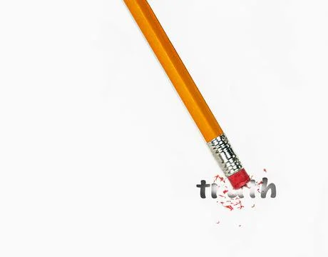 Pencil Erasing Truth Text Stock Photos