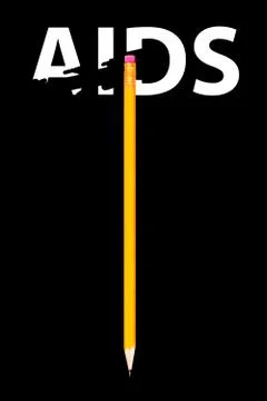 Pencil erasing the word AIDS 库存插图