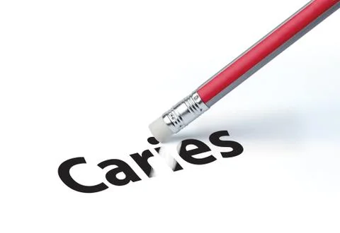 Pencil erasing the word 'Caries' Stock Photos