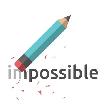Pencil erasing word impossible Stock Illustration
