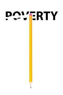 Pencil erasing the word POVERTY Stock Illustration