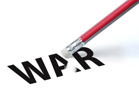 Pencil erasing the word 'WAR' Stock Photos
