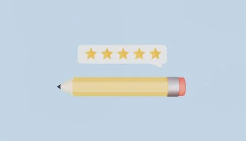 Pencil with five star rating, User experience evaluation, Survey form Stock Illustration