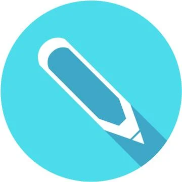 Pencil. Flat Design vector icon. Pencil on blue background with shadow イラスト素材