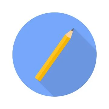 Pencil flat icon with shadow for web design Stock Illustration