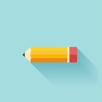 Pencil flat icon. Study background. Stock Illustration