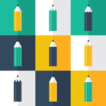 Pencil flat icons set Illustrazione stock