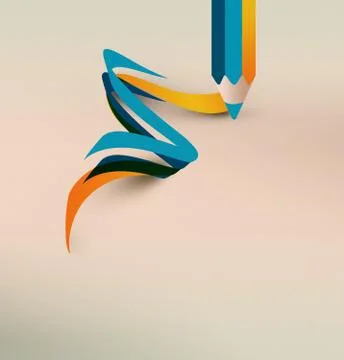 Pencil with flat waves Stock Illustration