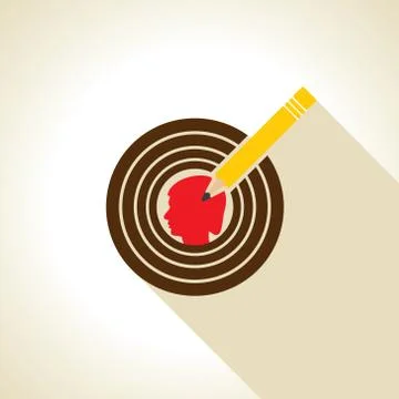 Pencil focus the boy head concept Stock Illustration