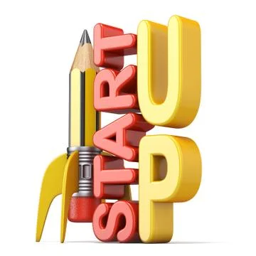 Pencil in the form of rocket with text START UP 3D Illustrazione stock