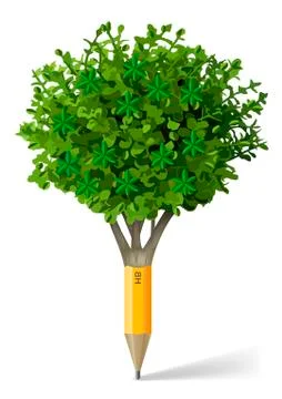 Pencil in the form of a tree Stock Illustration