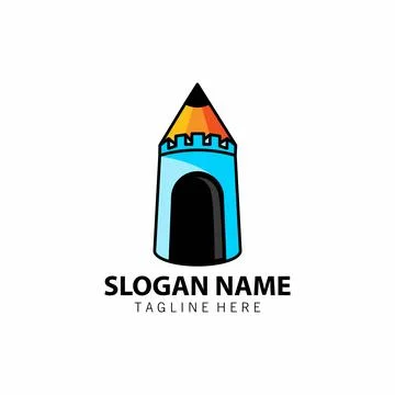 Pencil Fort Vector Logo Design Illustrazione stock