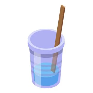 Pencil glass icon isometric vector. Wood resin Stock Illustration