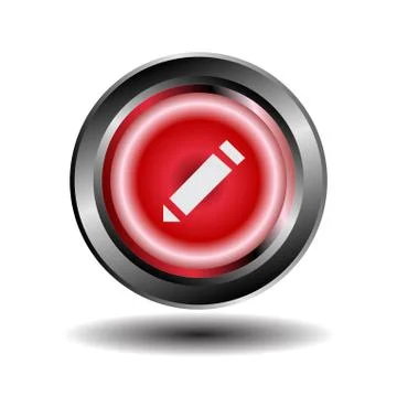 Pencil glossy round vector buttons Stock Illustration
