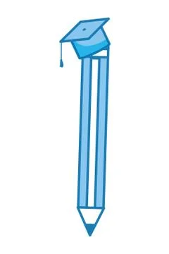 Pencil with graduation cap Stock Illustration