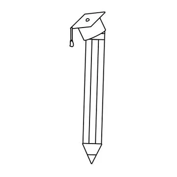 Pencil with graduation cap 스톡 일러스트