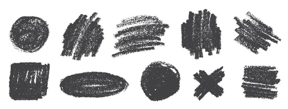 Pencil Gray Squiggles Vector Set. Chalk Scribble Underline Shapes Collection Illustrazione stock