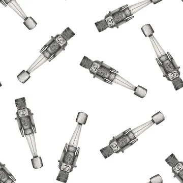 Pencil hand drawn seamless pattern. black and white nutcracker. 스톡 일러스트