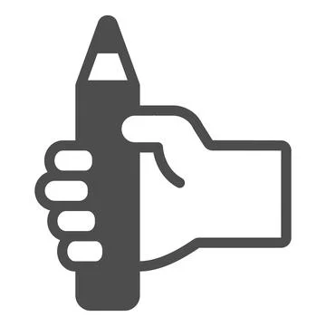 Pencil in hand solid icon, online education concept, education idea sign on Stockillustratie