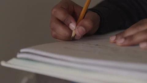 Pencil in Hand Writing in Notebook Vidéo 208746958