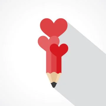 Pencil with hearts Stock Illustration