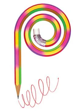 Pencil helix 3d render Stock Illustration