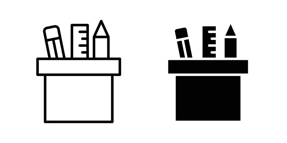 Pencil holder icon vector template set in black 库存插图