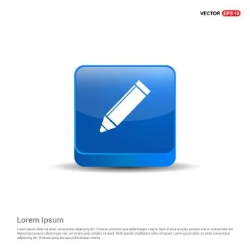 Pencil icon - 3d Blue Button Stockillustratie