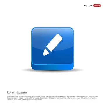 Pencil icon - 3d Blue Button 스톡 일러스트
