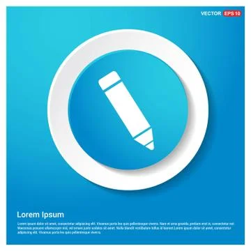Pencil icon Abstract Blue Web Sticker Button Stock Illustration