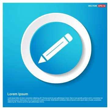 Pencil icon Abstract Blue Web Sticker Button Stock Illustration