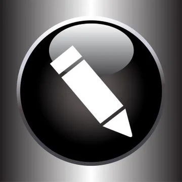 Pencil icon on black button Stock Illustration