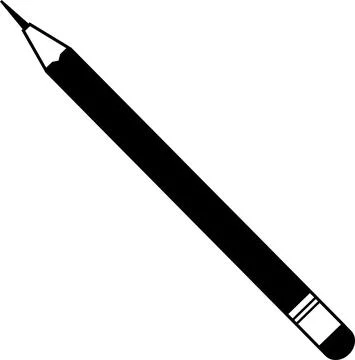 Pencil icon, black silhouette. Highlighted on a white background. Stock Illustration