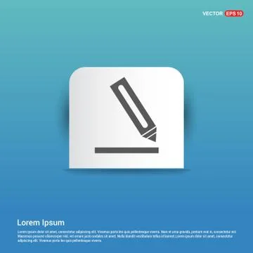Pencil icon - Blue Sticker button 스톡 일러스트