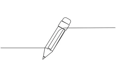 Pencil icon continuous one line drawing isolate outline vector illustration Illustrazione stock