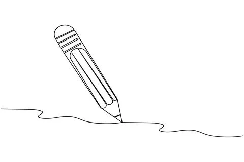 Pencil icon continuous one line drawing Stock Illustration